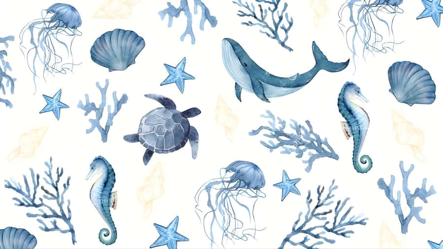Coastal Marine Life Patterns Wallpaper