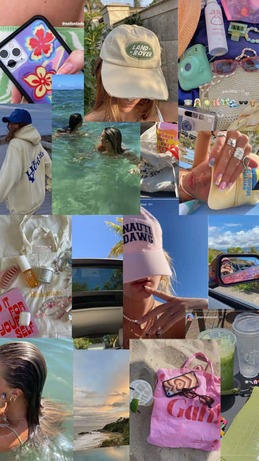 Coconut Girl Aesthetic Collage Wallpaper