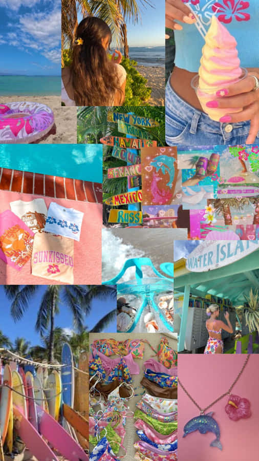 Coconut Girl Aesthetic Collage Wallpaper
