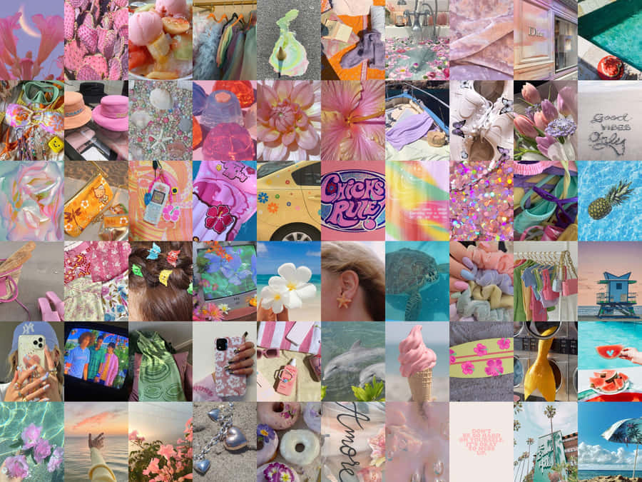 Coconut Girl Aesthetic Collage Wallpaper