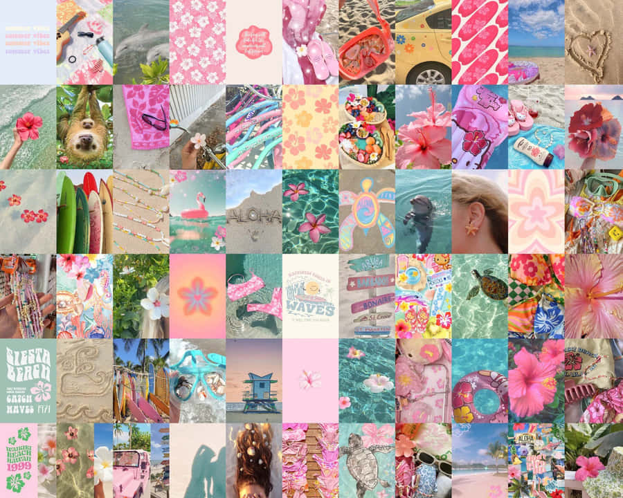 Coconut Girl Aesthetic Collage Wallpaper