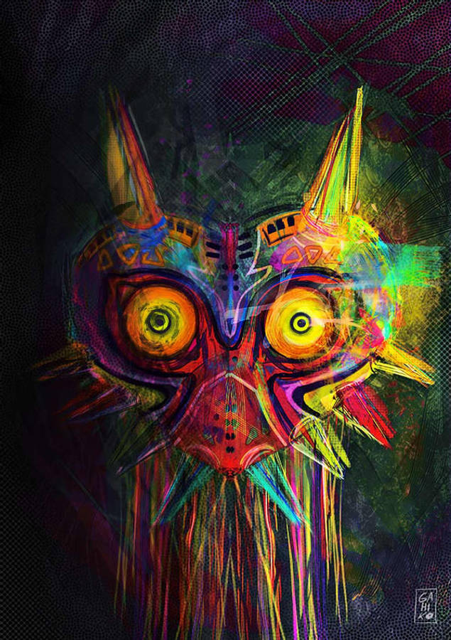 Colorful Abstract Art Majora's Mask Wallpaper