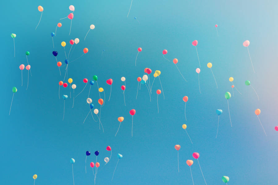 Colorful Balloons At Sky Gradient Wallpaper