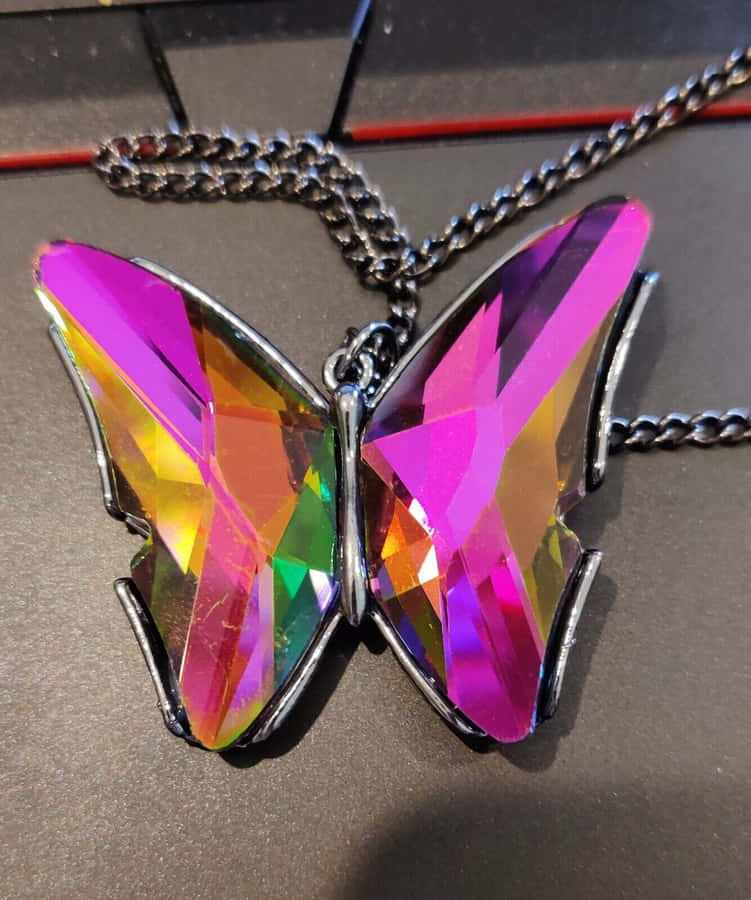 Colorful Crystal Butterfly Necklace Wallpaper