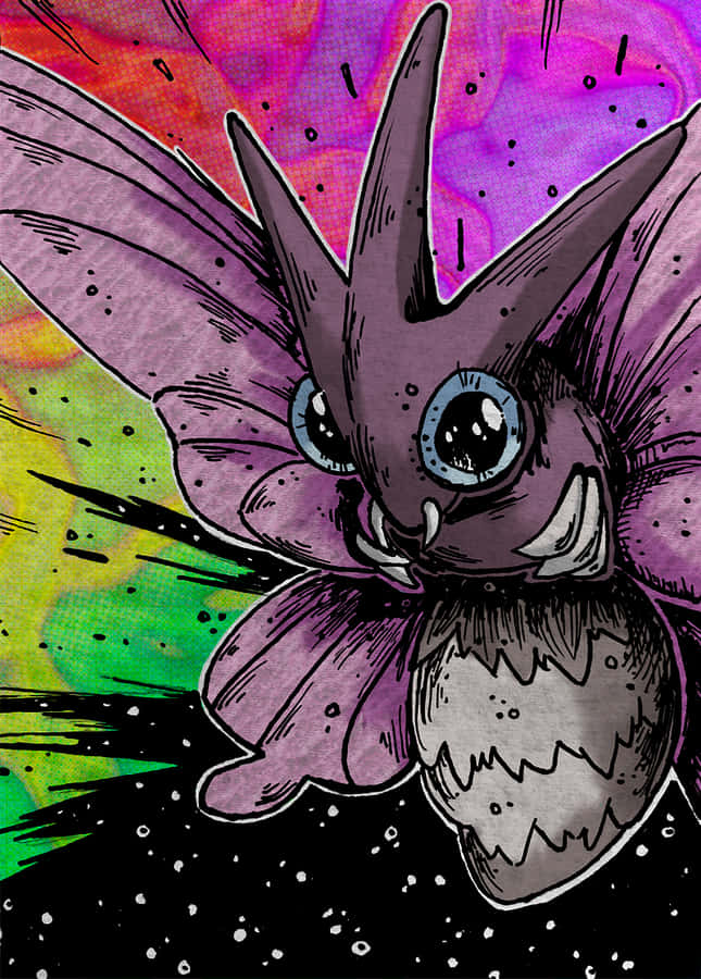 Colorful Drawing Of Venomoth Wallpaper
