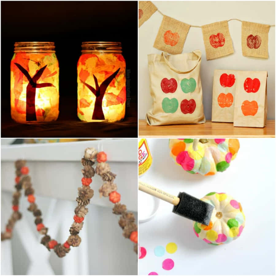 Colorful Fall Crafts Arrangement Wallpaper