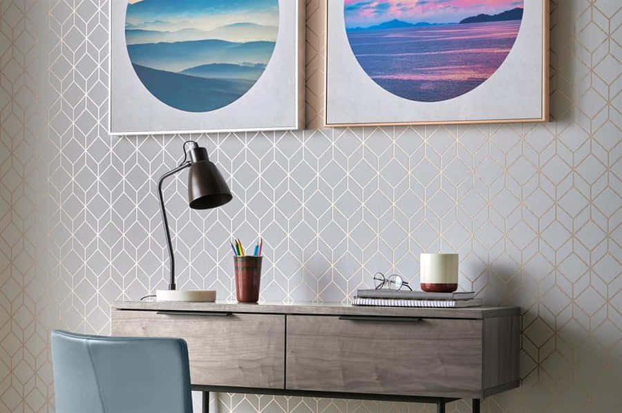 Colorful Frames Against A Wall With Subtle Designs Wallpaper
