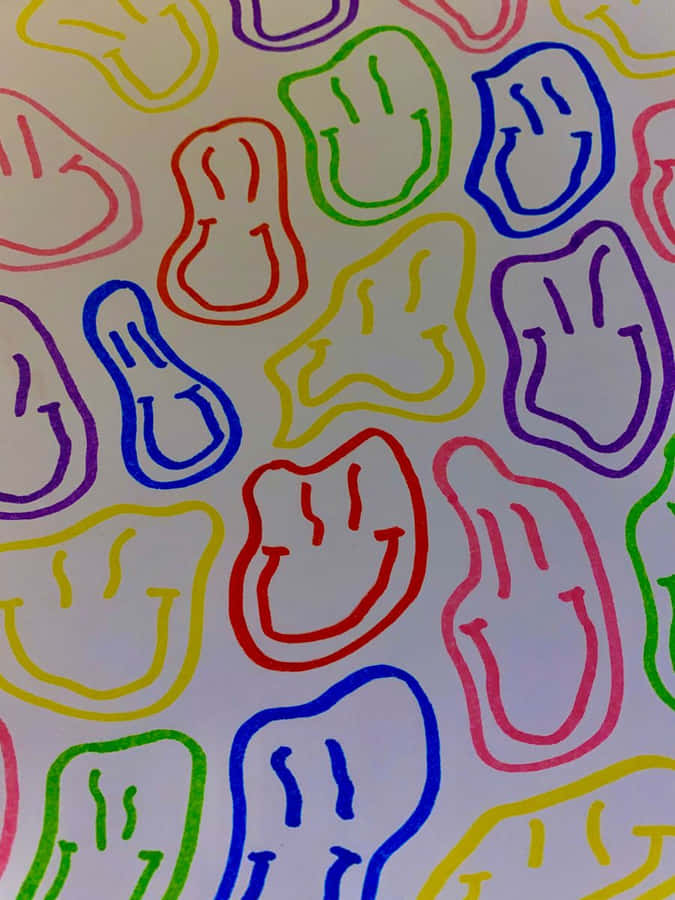 Colorful Ghost Outlines Pattern Wallpaper