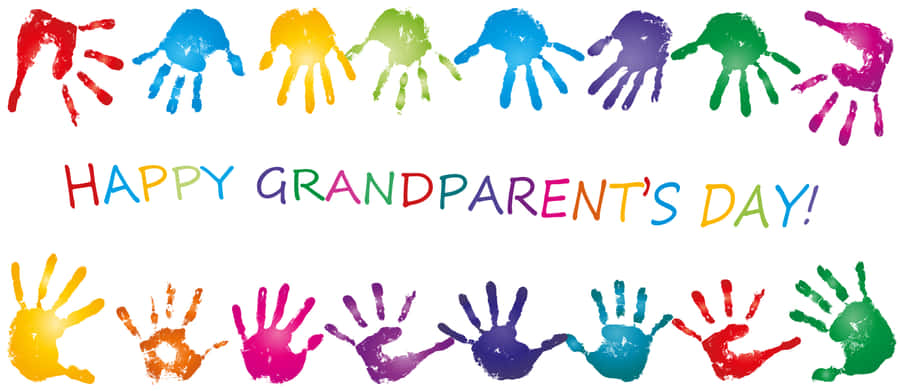 Colorful Handprints Grandparents Day Celebration Wallpaper