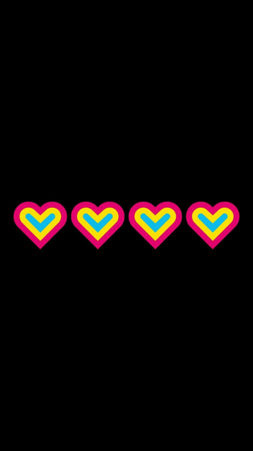 Colorful Hearts Black Background Wallpaper