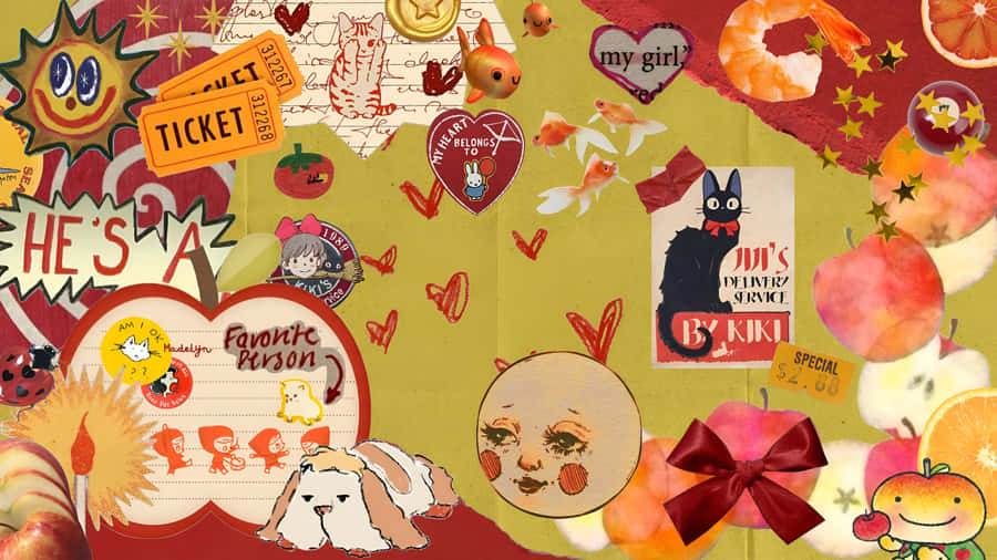 Colorful Junk Collage Art Wallpaper