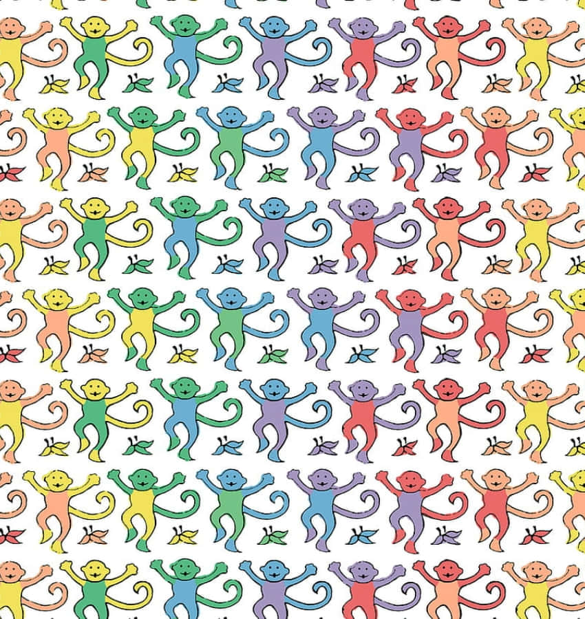 Colorful Monkey Pattern Wallpaper