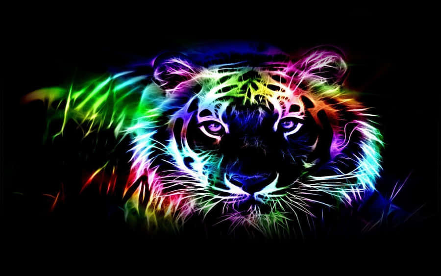 Colorful Neon Animal Tiger Wallpaper