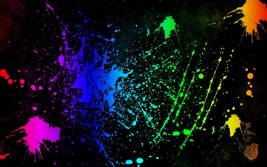 Colorful Neon Paint Splatter Wallpaper