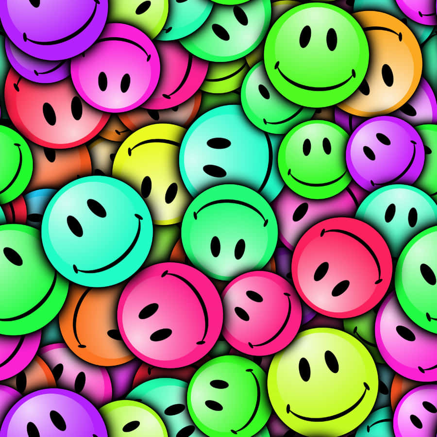 Colorful Smiley Faces Pattern.jpg Wallpaper