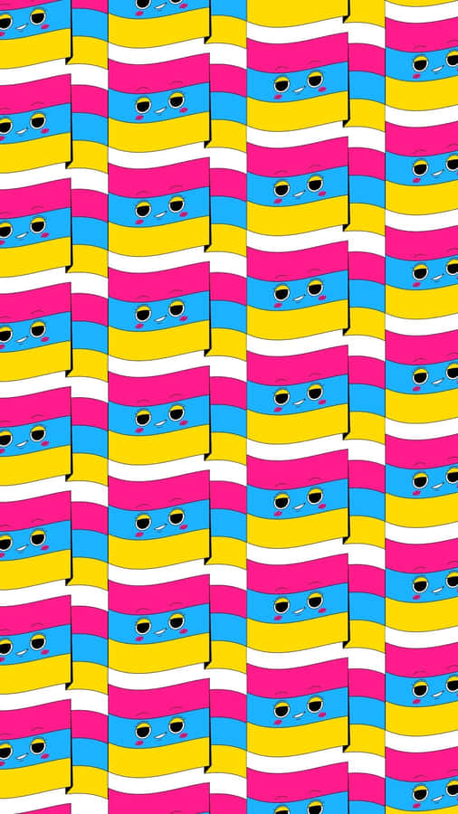 Colorful Striped Patternwith Cartoon Eyes Wallpaper