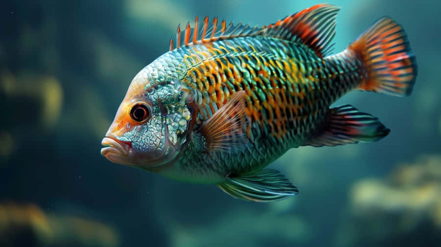 Colorful Tilapia Swimming Underwater.jpg Wallpaper