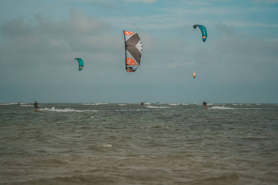 Colorful Windsurfing Parachutes Wallpaper