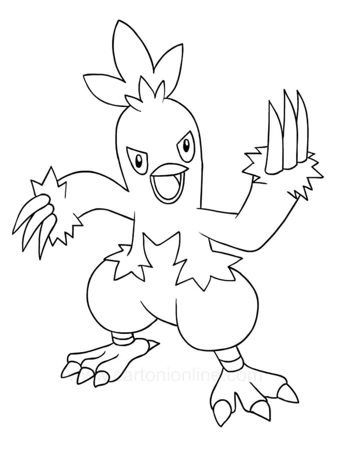 Combusken Outline Fighting Pose Wallpaper