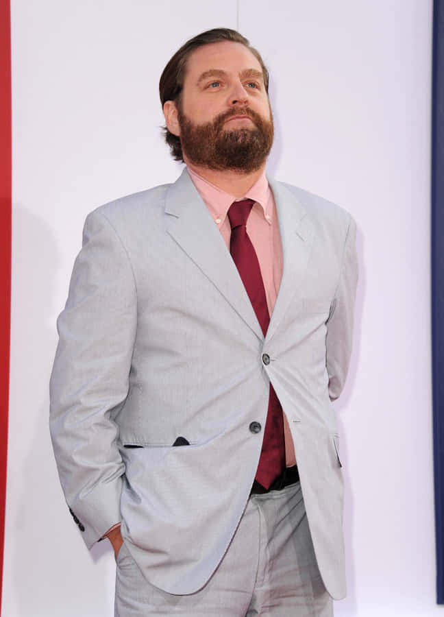 Comedian Zach Galifianakis Enjoying A Laugh Wallpaper