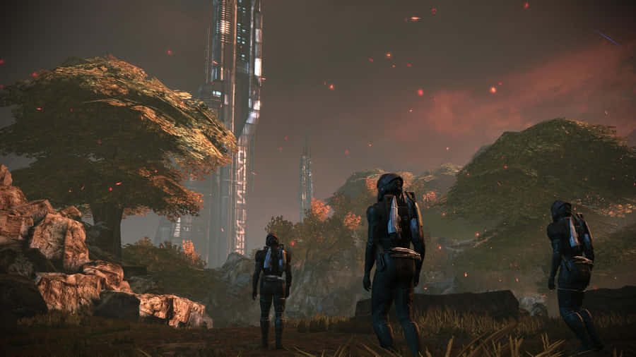 Commander Shepard And Companions In Mass Effect Legendary Edition Wallpaper