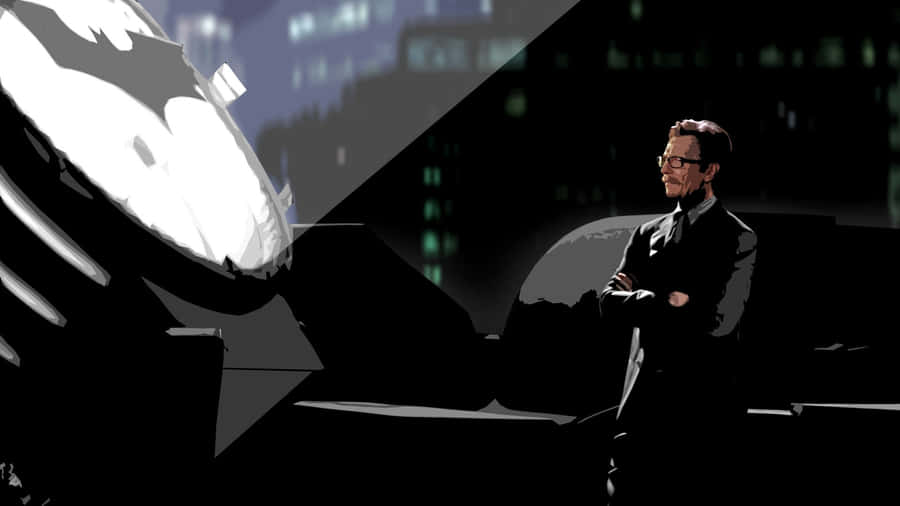 Commissioner Gordon Standing Tall In Gotham City Wallpaper