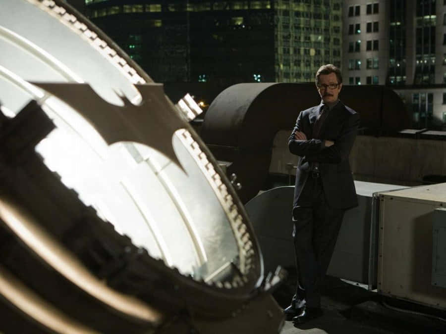 Commissioner James Gordon Standing Strong In Gotham City Wallpaper