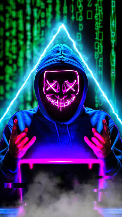 Computer Code Purple Hacker Mask Wallpaper