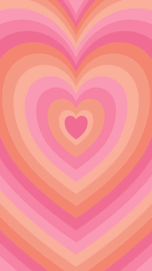 Concentric Hearts Pink Orange Pattern Wallpaper