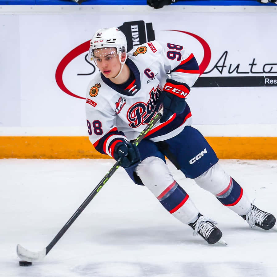 Connor Bedard Hockey Action Shot Wallpaper