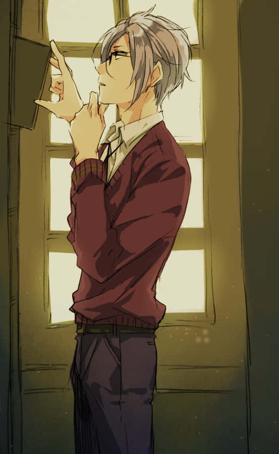 Contemplative_ Anime_ Character_by_ Window Wallpaper