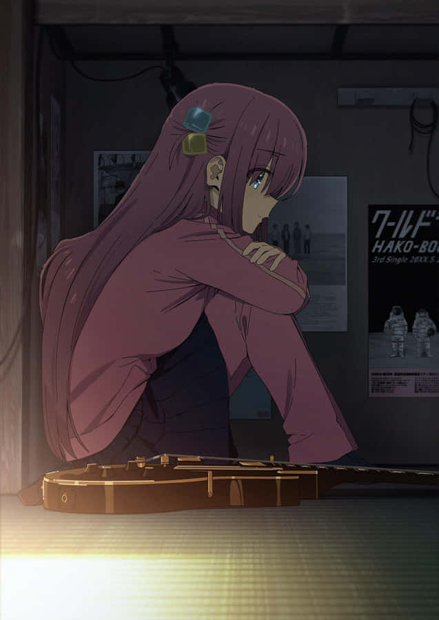 Contemplative Guitarist Anime Scene Wallpaper
