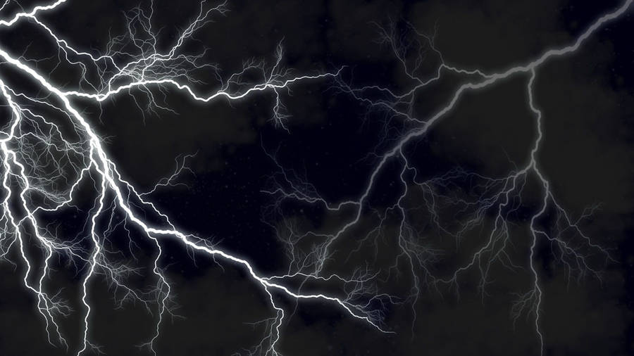 Contrasting Beauty - A Bolt Of Lightning Striking Through The Night Sky Wallpaper
