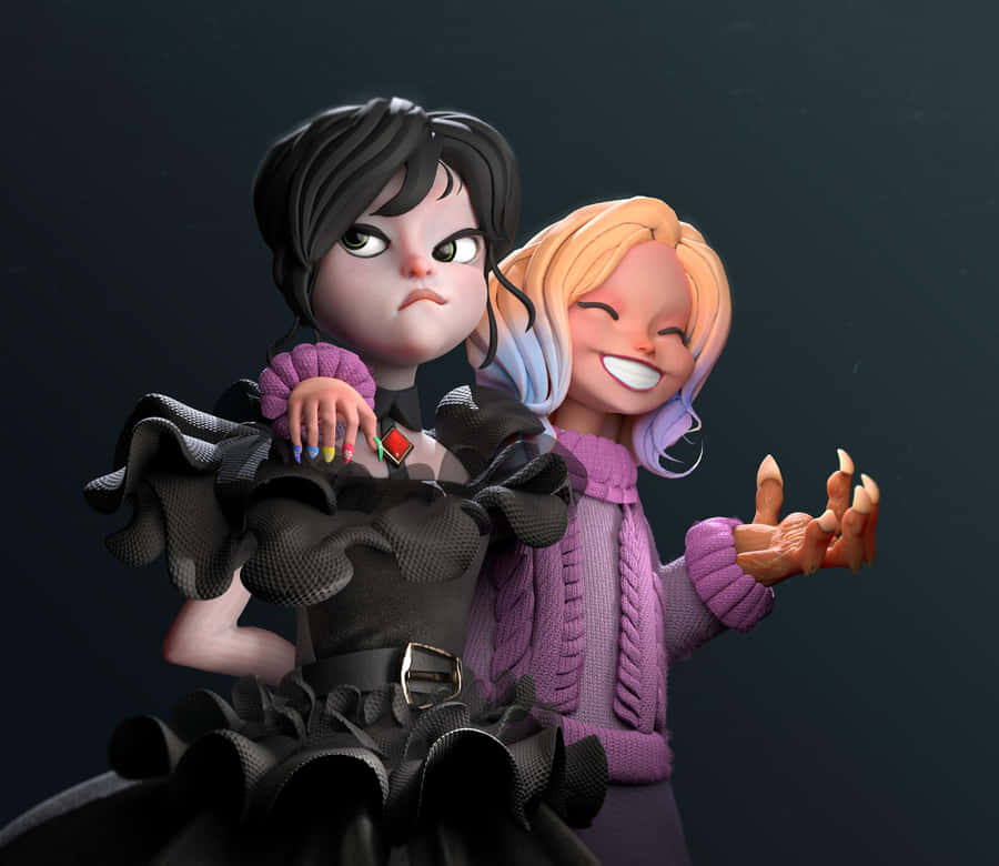 Contrasting Friends3 D Render Wallpaper