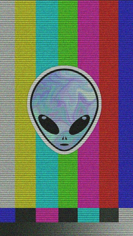 Cool Alien On A Tv Test Background Wallpaper