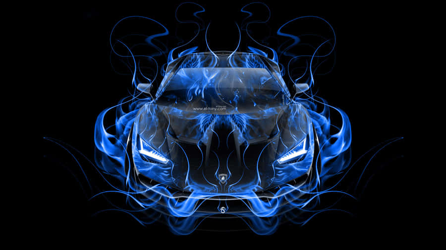 Cool Blue Car Driving At Night Wallpaper