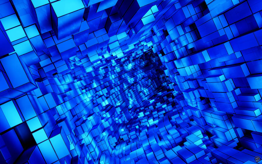 Cool Blue Cubes Wallpaper