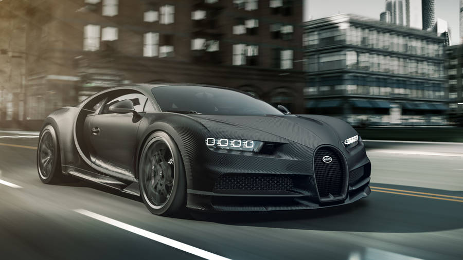 Cool Bugatti Chiron In Matte Black Wallpaper