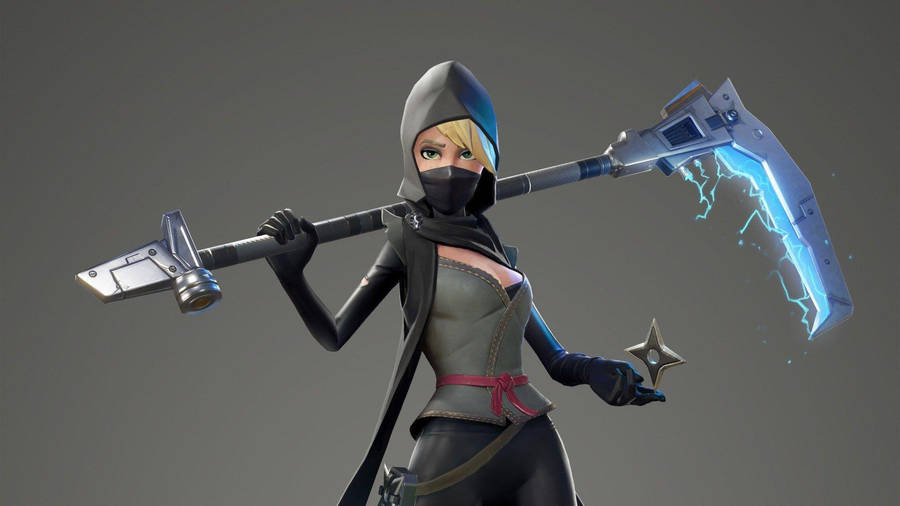 Cool Fortnite Skin Female Ninja With Scythe Wallpaper