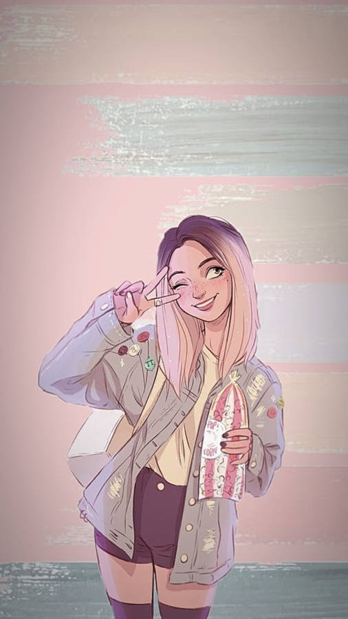 Cool Girl Cartoon In Wacky Pose Wallpaper