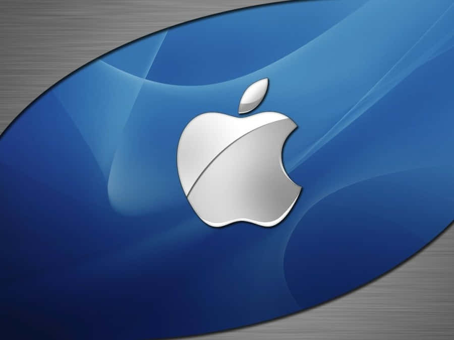 Cool Mac Logo Blue Brushed Metal Wallpaper