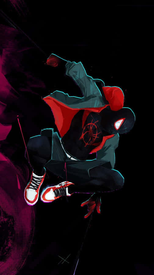 Cool Minimalist Miles Morales Iphone Digital Painting Wallpaper