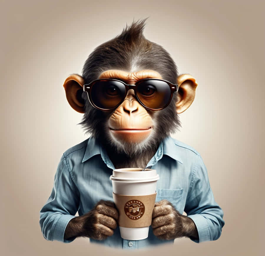 Cool Monkey Meme With Coffee Wallpaper