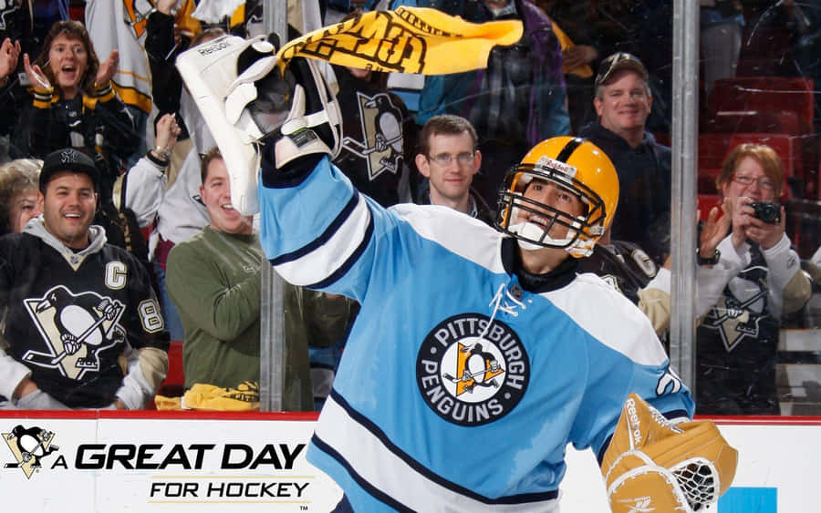 Cool Nhl Hockey Player Yellow Flag Wallpaper