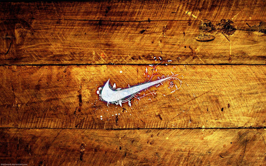 Cool Nike Emblem On Wood Wallpaper