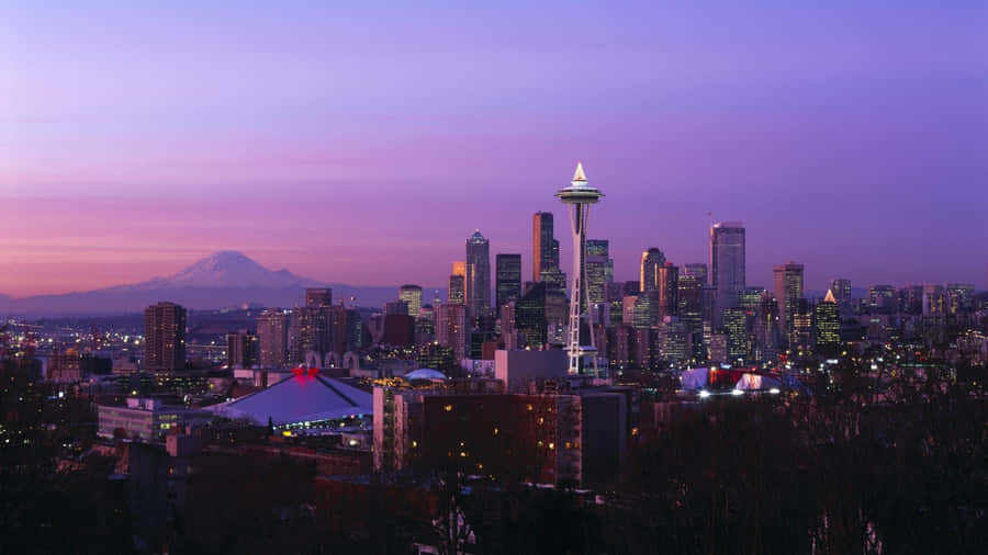 Cool Seattle Kerry Park In Purple Aesthetic Wallpaper