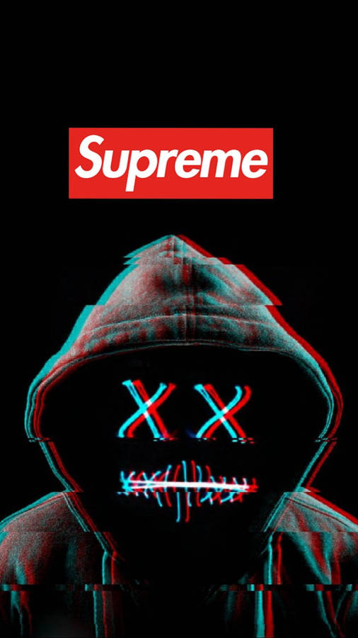 Cool Supreme Glitch Mask Wallpaper