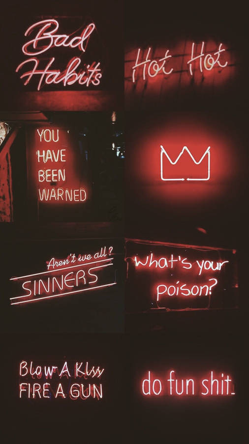 Cool Tumblr Neon Led Red Aesthetic Iphone Wallpaper