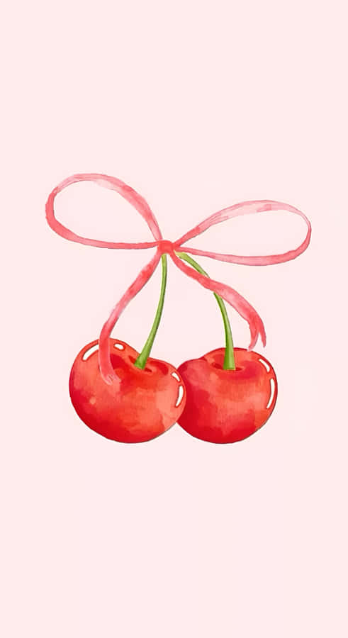 Coquette Cherry Illustration Wallpaper