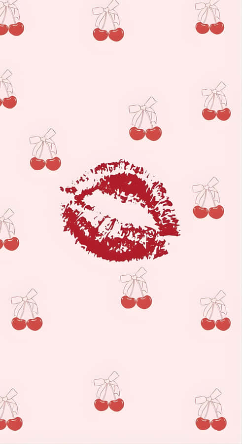 Coquette Cherry Kiss Pattern Wallpaper